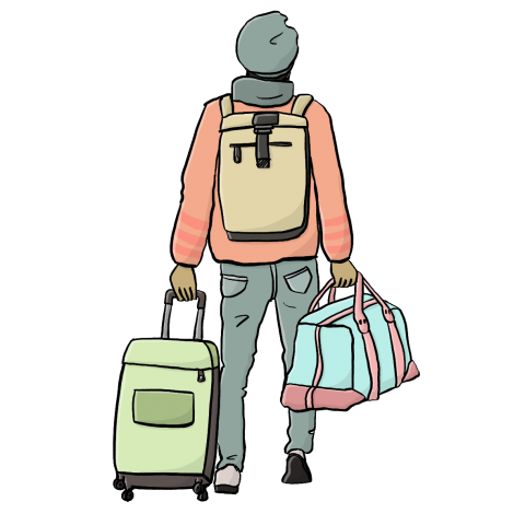 Ein Mann mit Reisegepäck