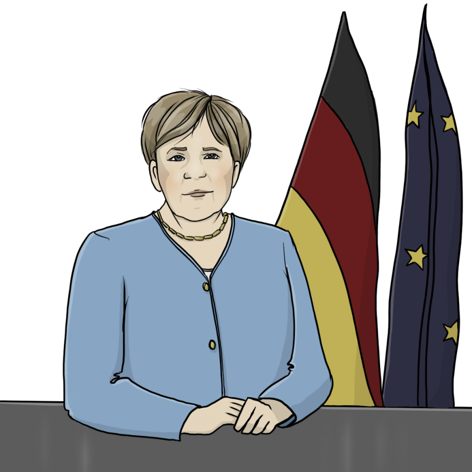 Zeichnung von der Bundeskanzlerin Angela Merkel.